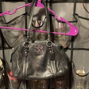 Coach Black Leather Julia Mini Duffle handbag